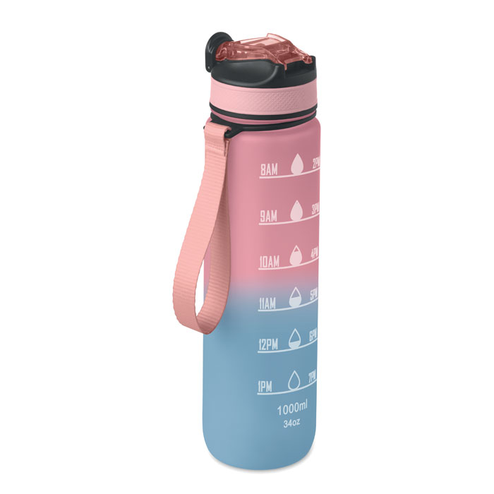 Bouteille graduée personnalisée rPET 1L ACTIVATE rose bébé